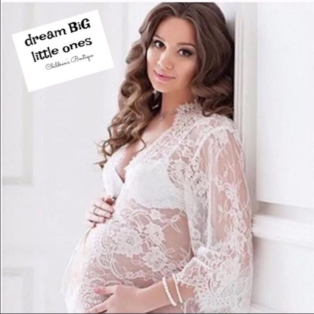 Maternity lace photo prop robe kimono new
